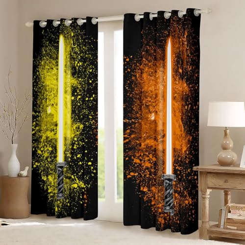 Saber Curtain Set - Insulated Darkening Window Drapes for Bedroom & Living Room