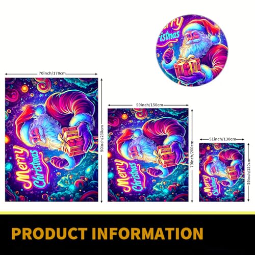 UV Reactive Christmas Tapestry - Glow in the Dark Wall Hanging for Holiday Decor