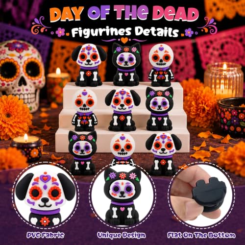 Halloween Day of The Dead Mini Figurines Set - Black Purple, 30 pcs