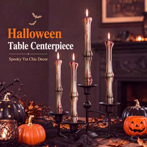 Halloween Bone Candles - Bleeding Bone Taper Candles Set of 4 for October Decor