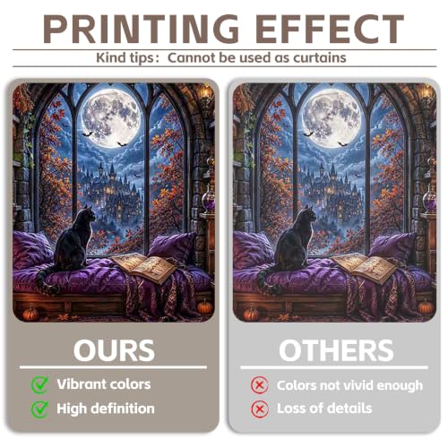 Halloween Window Backdrop 7x5ft Witch Room Banner for Party Decor
