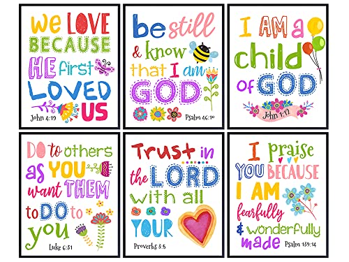 Religious Wall Art - Christian Scripture Prints for Home & Office Decor - Psalms Proverbs Inspirational Quotes - Unframed 6x8-10x10 Inches