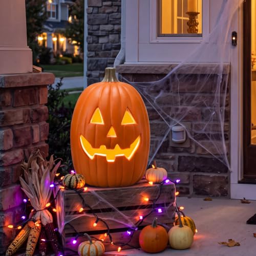 16-Inch LED Jack O Lantern Halloween Pumpkin Lantern - Light Up Decor