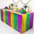4 Pack Mardi Gras Metallic Foil Fringe Table Skirts - Gold, Green, Purple