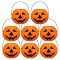 Halloween Pumpkin Buckets 8 Pack - Plastic Trick or Treat Candy Baskets - Funny