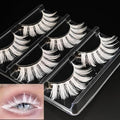 3D White Wispy Anime Lashes - Colored Full Strip Eyelashes for Cosplay & Halloween