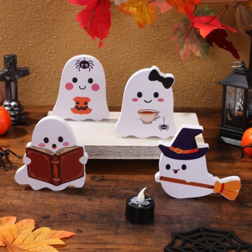 Halloween Ghost Tiered Tray Decor Set - Cute Indoor Tabletop Spooky Decorations