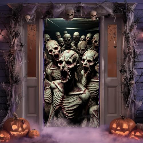 Halloween Entryway Banner Haunted House 35x71 Inch Polyester - Variation of THIS listing