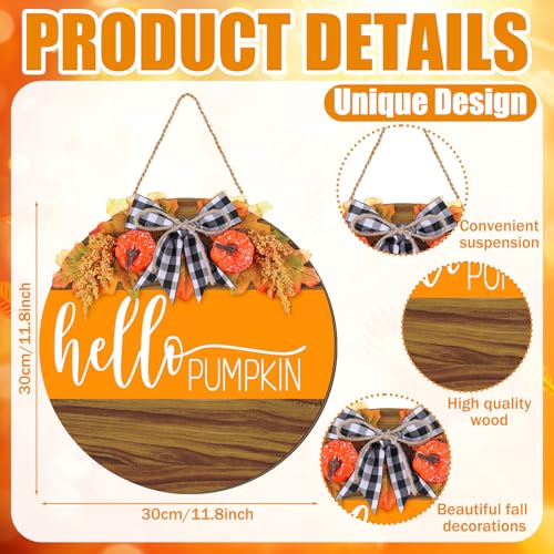 Fall Pumpkin Door Sign - Autumn Wreath Decor for Front Porch