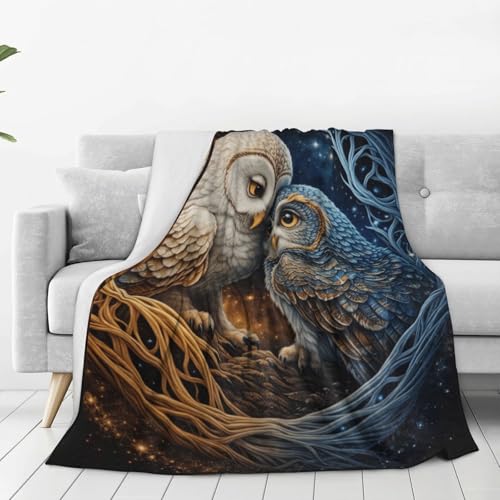 Owl Blanket 50x60in - Cozy Flannel Throw with Loving Owls - Gift for Women & Kids Variation of Owl / 50x60
