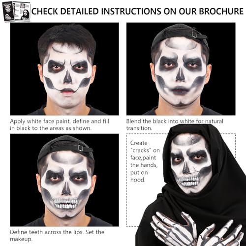 Skeleton/Skull SFX Makeup Kit - Complete Face Paint Set for Costume & Cosplay - Variation of THIS Listing