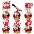 Halloween Cake Topper Picks 18pcs Red Glitter Party Decorations