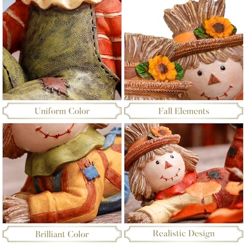 Medium Valery Madelyn Fall Scarecrow Decorations Set - 3 Pcs Harvest Figurines for Home & Garden