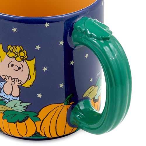 16 oz Peanuts Ceramic Mug with Great Pumpkin Scene - Fall Pumpkin Patch Coffee Cup - Linus, Sally & Snoopy