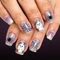 Halloween Fake Nails Short Square Press-On Nails - Light Purple, 24pcs - Variation Halloween-Designs1