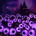 Solar Purple Eyeball Lights - Outdoor Halloween Yard Decor, Waterproof Swaying Firefly Scene Set