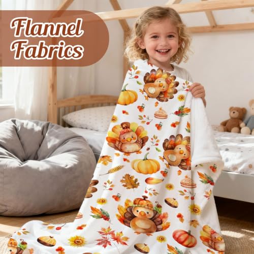 Thanksgiving Turkey Throw Blanket - Fall Pumpkin Cozy Decor 40x50 Inches - Variation of THIS listing