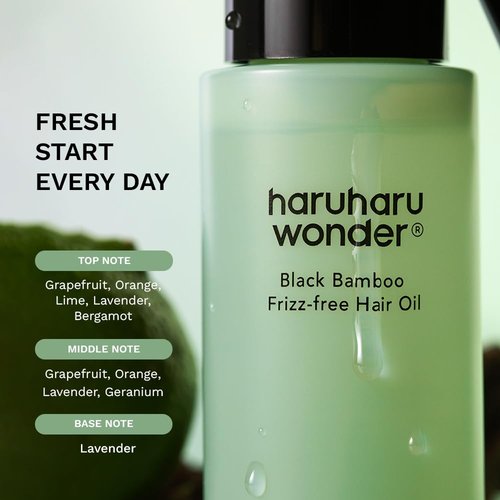 HARUHARU Wonder Black Bamboo Hair Oil - Frizz-Free, Lightweight Argan Oil Formula for All Hair Types | 2.70 fl. oz.