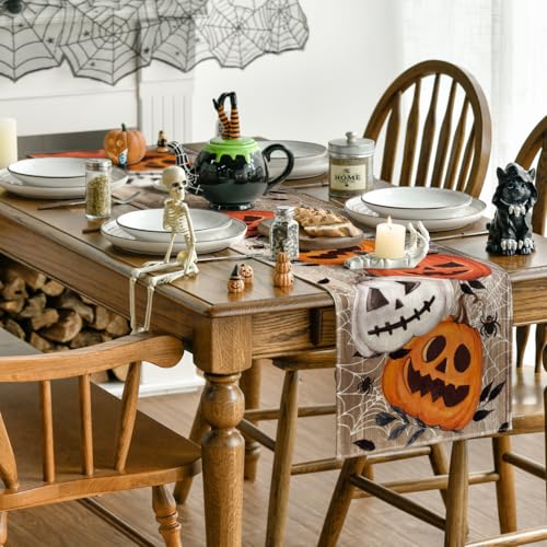 13x72 Inch Halloween Table Runner - Brown Polyester Home Party Decor