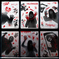 Halloween Window Clings Set - Horror Skull Devil Bloody Handprints Ghost Decor