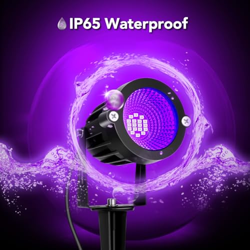 2 Pack Outdoor Halloween LED Black Light Spotlights - 15W UV Floodlights Waterproof