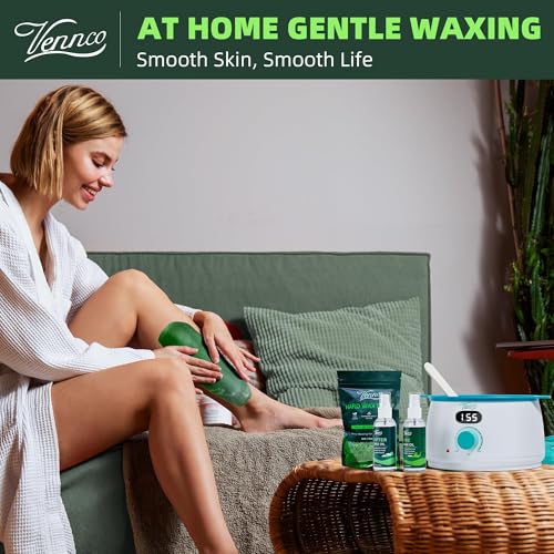 Vennco All-in-One Waxing Kit with Digital Warmer & Aloe Beads - Men & Women, Write Variation