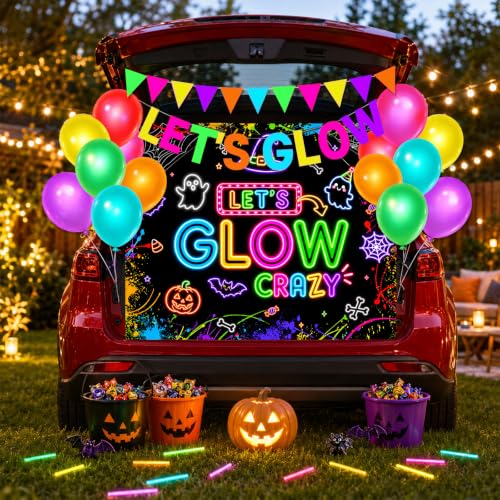 Neon Trunk or Treat Car Decorations Kit for SUV Halloween Party Outdoor