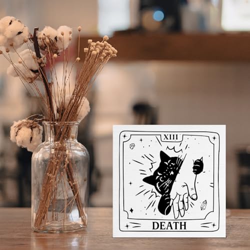 Tarot Cat Decor Wooden Sign - Horrible Death Variation