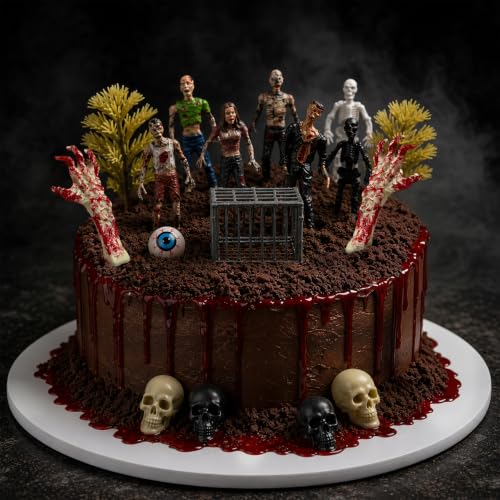 Zombie Cake Decoration Set with Figures and Accessories for Halloween Birthday
