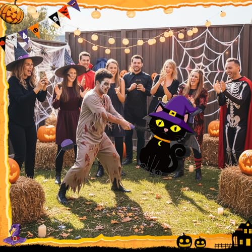 Halloween Piñata Black Cat with Stick & Blindfold Party Toys Set