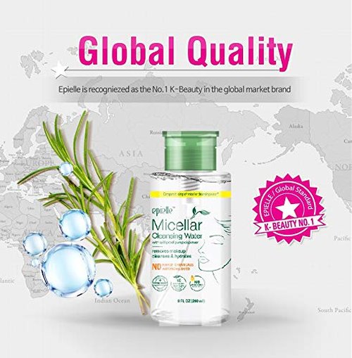 Epielle Micellar Cleansing Water - Gentle Makeup Remover for All Skin Types | 8 Fl Oz | Perfect for Spa Days & Gifts