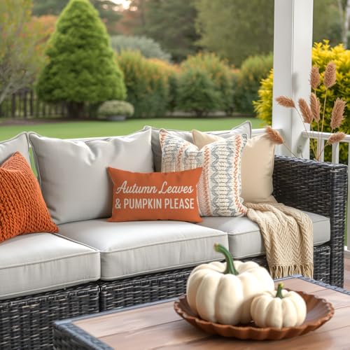 Pumpkin Orange Fall Throw Pillow Cover 12x20 Inch - Autumn Decor