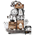 Halloween Ghost Tiered Tray Decor Set - 19 Pcs Coffee Themed Halloween Decorations