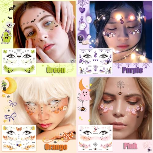 Halloween Temporary Face & Body Tattoos for Kids Adults 10 Sheets Party Favors