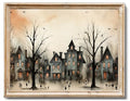 Haunted House Canvas Wall Art Print - 10x8 Inch Dark Gothic Halloween Decor - Unframed
