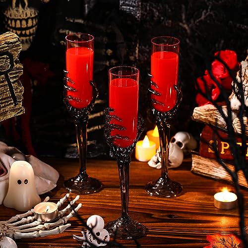 Halloween Skeleton Hand Plastic Champagne Flutes - Bulk Party Goblets Set of 48