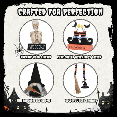 Halloween Tiered Tray Decor Set - Farmhouse & Gothic Indoor Halloween Decorations