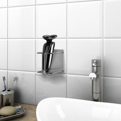 Linkidea Wall Mounted Electric Razor Holder Wall Mounted Stainless Steel Wall Mounted Electric Razor Storage Shelves Bathroom Accessories for Home Organization Storage