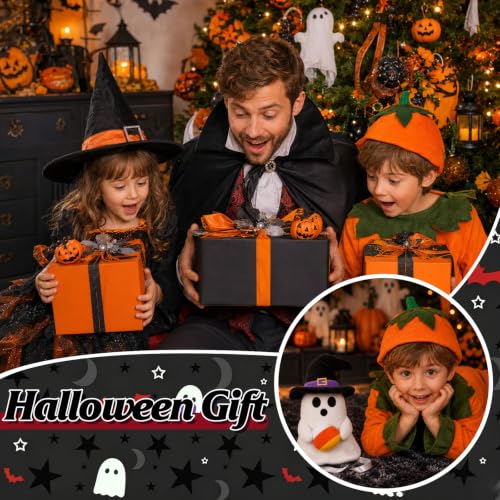 11-Inch Halloween Ghost Tree Topper with Witch Hat and Candy Corns