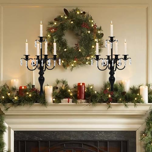 Black 5-Arm Candelabra Centerpiece for Table - 20.3 Inch Tall, 2 Pack Variation