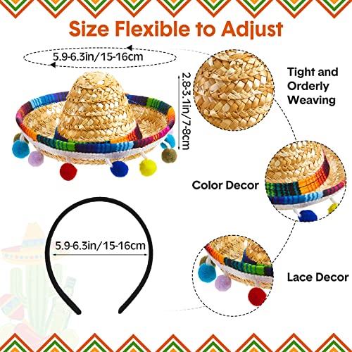 Mini Sombrero Headbands - Classic Fiesta Mexican Party Accessories (12 Pcs) - Variation: Classic