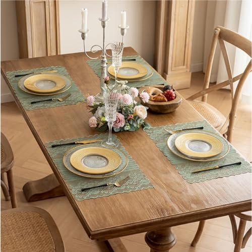 Sage Green Lace Table Runner - Rustic Boho Wedding Vintage 18 x 106 with Variation: Green