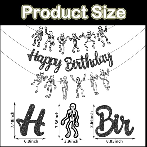 Skeleton Birthday Party Banners - Halloween Skull Decorations for Spooky Celebration