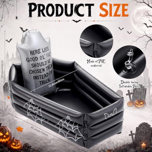 Halloween Inflatable Candy Cooler - 40 Inch Graveyard Coffin Shape for Parties