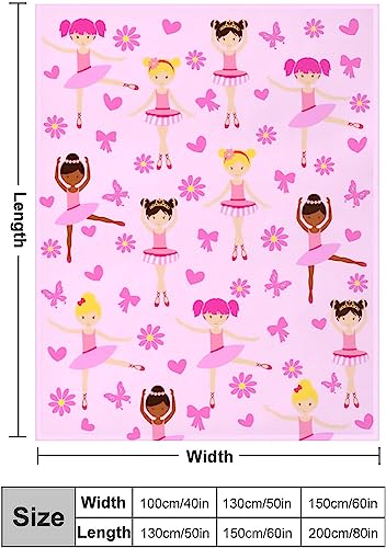 Big 80x60 Inch Girl Ballerina Blanket for Adults Super Soft Flannel Throw - Color 1