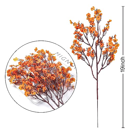 15 Pcs Fall Orange Baby's Breath Artificial Flowers Bulk Silk Gypsophila for DIY Home Decor