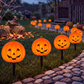 Halloween Pumpkin Pathway Lights Outdoor 7Ft 4PK LED Stake Lights - Pumpkin Variation