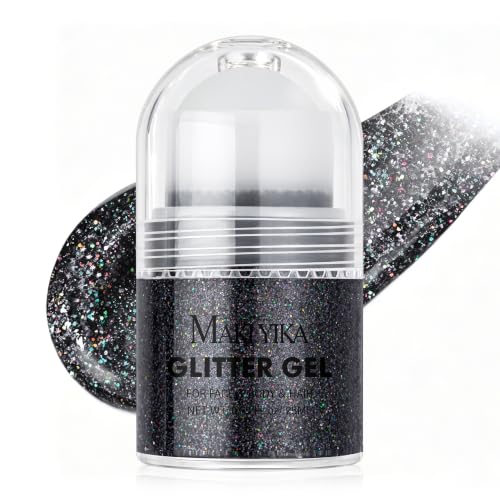Black Body Glitter Gel for Face & Hair - Holographic Dark Glitter Stick - Variation 1688-Spark Black