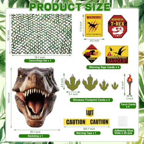 Halloween Dinosaur Trunk or Treat Car Decorations Set - 17 Pcs with Inflatable Dinosaurs & Warning Tape