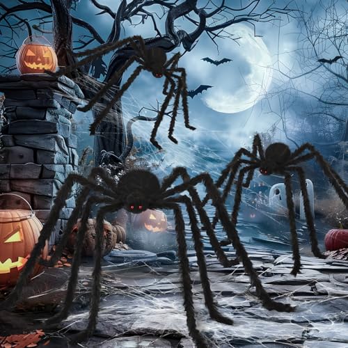 10ft & 5ft Giant Halloween Fake Spiders - Realistic Outdoor Yard Decor